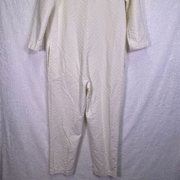 Hatch Cream The Art Maternity 100% Cotton Textured Long Sleeve Jumpsuit Size 0 - Picture 11 of 12